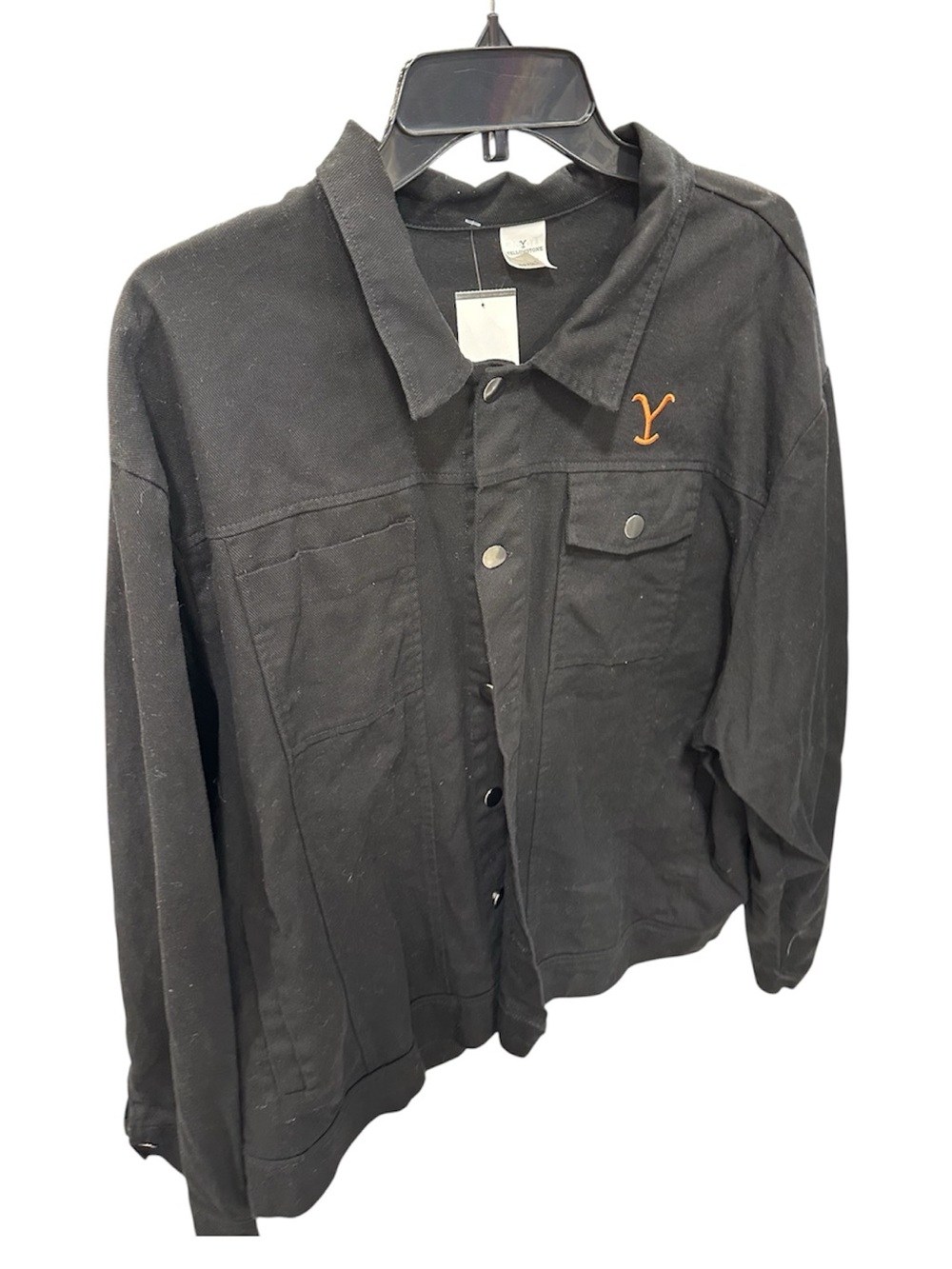 Men's Black Lightweight Yellowstone Jacket with Orange embroidered Yellowstone
